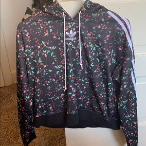 Adidas Cropped black and floral hoodie